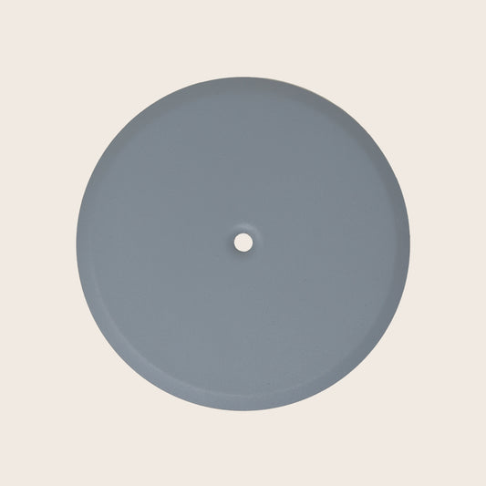 Piattello 14 cm tappo pozzetto grigio sabbiato, vista frontale della maniglia e della bocca di erogazione - Exagonshop