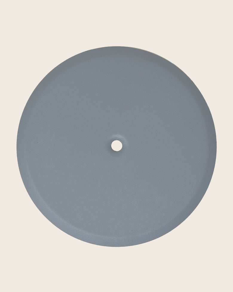 Piattello 14 cm tappo pozzetto grigio sabbiato, vista frontale della maniglia e della bocca di erogazione - Exagonshop