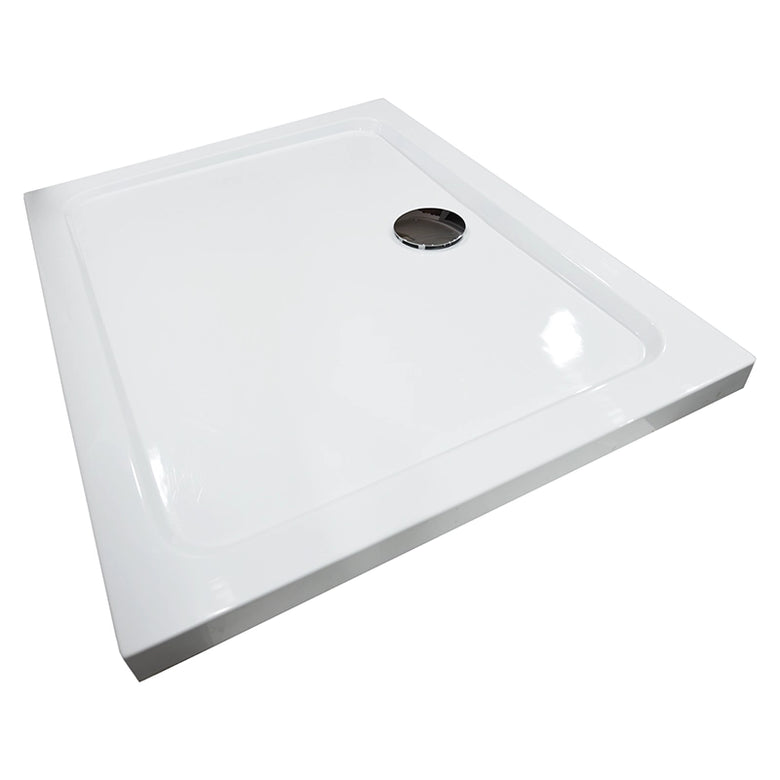 Piatto Doccia 160x80 in acrilico bianco lucido Con Piletta ambientato in box doccia con pareti in vetro - Exagonshop
