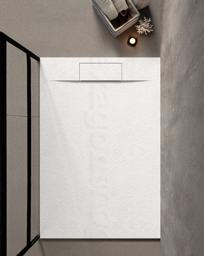 Piatto doccia 160x80 effetto pietra ardesia bianco in smc con piletta Trevi