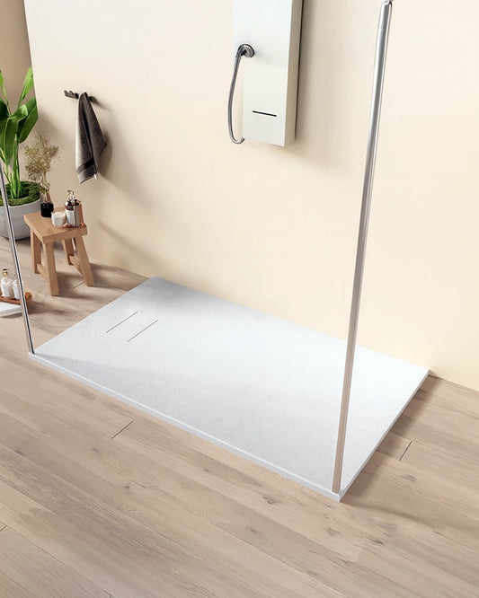 Piatto doccia 70x120 in smc effetto pietra ardesia bianco Quarzo