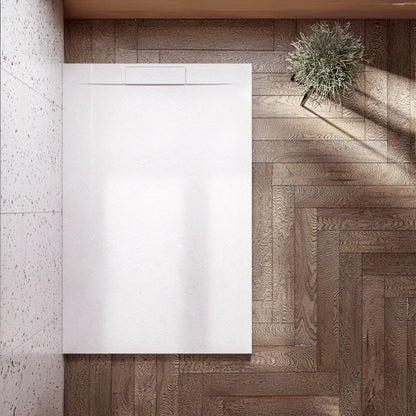 Piatto doccia 70x100 ultrapiatto effetto pietra in resina bianco Sirio