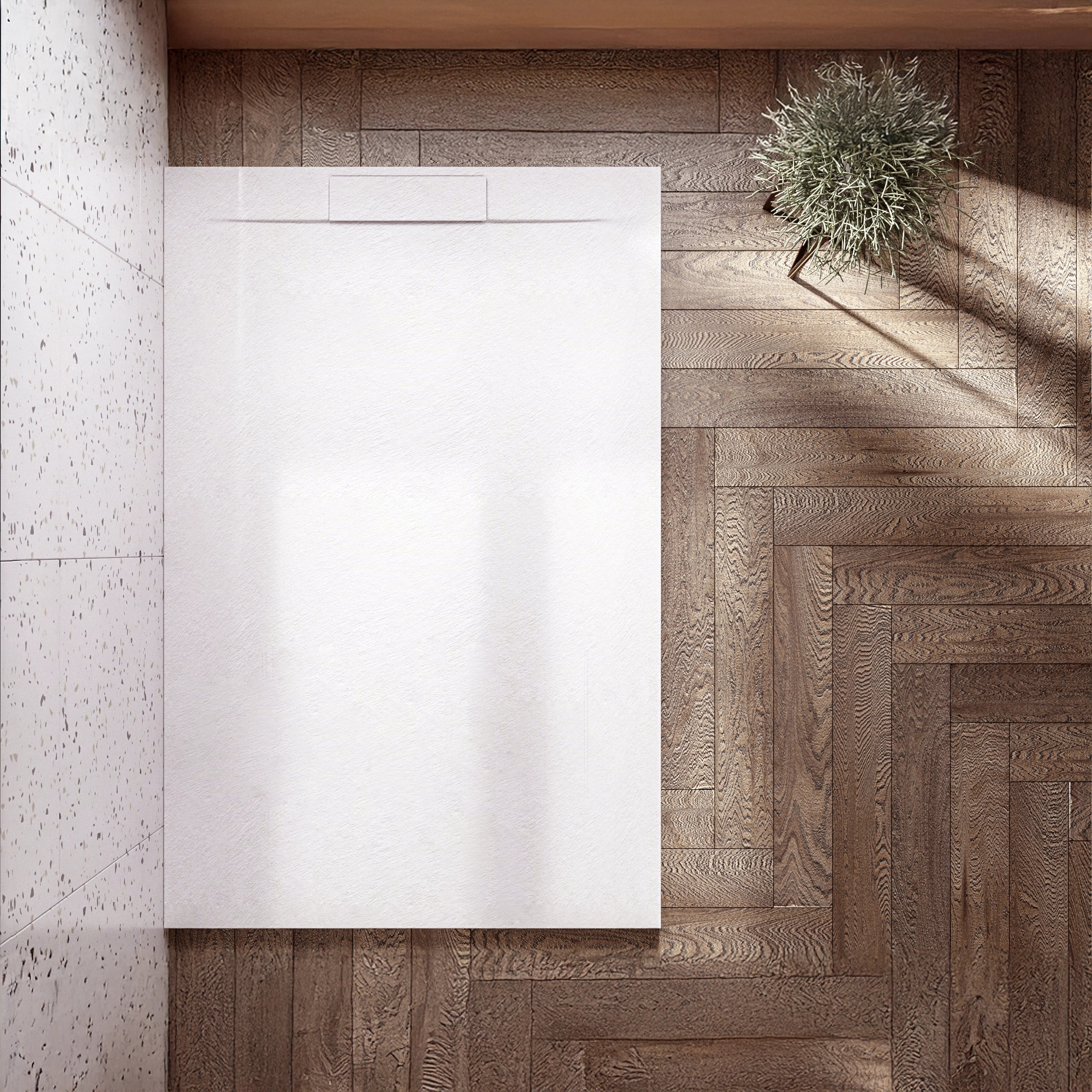 Piatto doccia 70x120 ultrapiatto effetto pietra in resina bianco Sirio