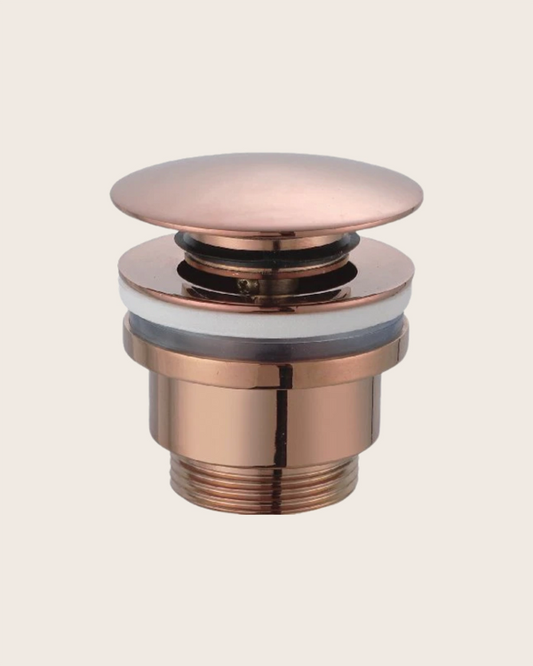 Piletta click clak lavabo e bidet universale in ottone zama oro rosa spazzolato pvd