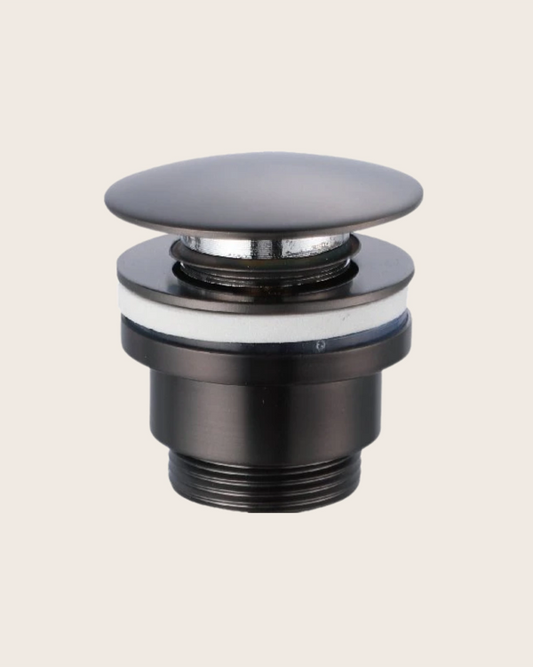 Piletta click clak lavabo e bidet universale in ottone zama pvd grigio metallico