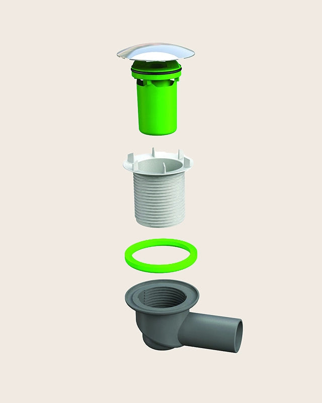 Piletta per piatti doccia scarico 40 mm Francesino 83 visto dall'alto con superficie e piletta di scarico - Exagonshop