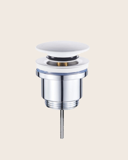 Piletta universale click-clack con tappo in acciaio bianco opaco