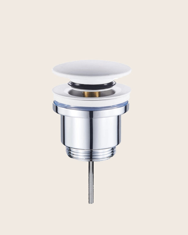 Piletta universale click-clack con tappo in acciaio bianco opaco