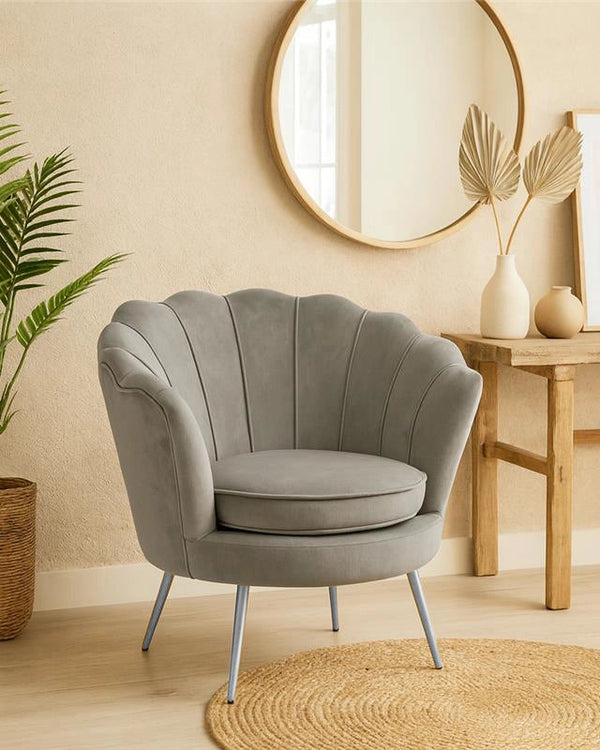 Poltrona design grigio con gambe acciaio Water Lily