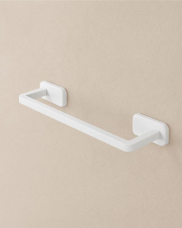 Porta asciugamani 45 cm acciaio inox bianco cubik montato a parete, vista del design e della finitura - Exagonshop