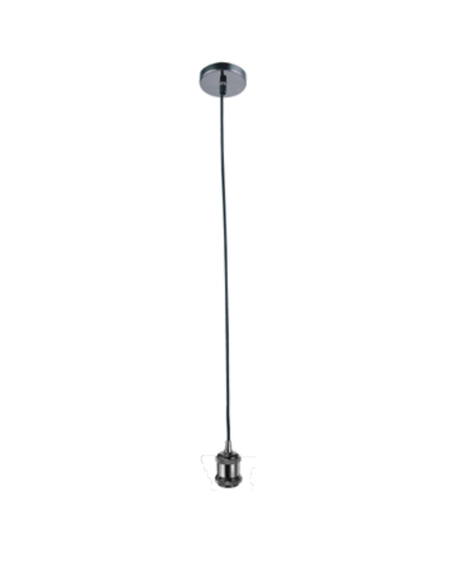 Portalampada attacco E27 potenza 60W cavo 1,5 metri grigio Nero accesa in ambiente, design e diffusione della luce...