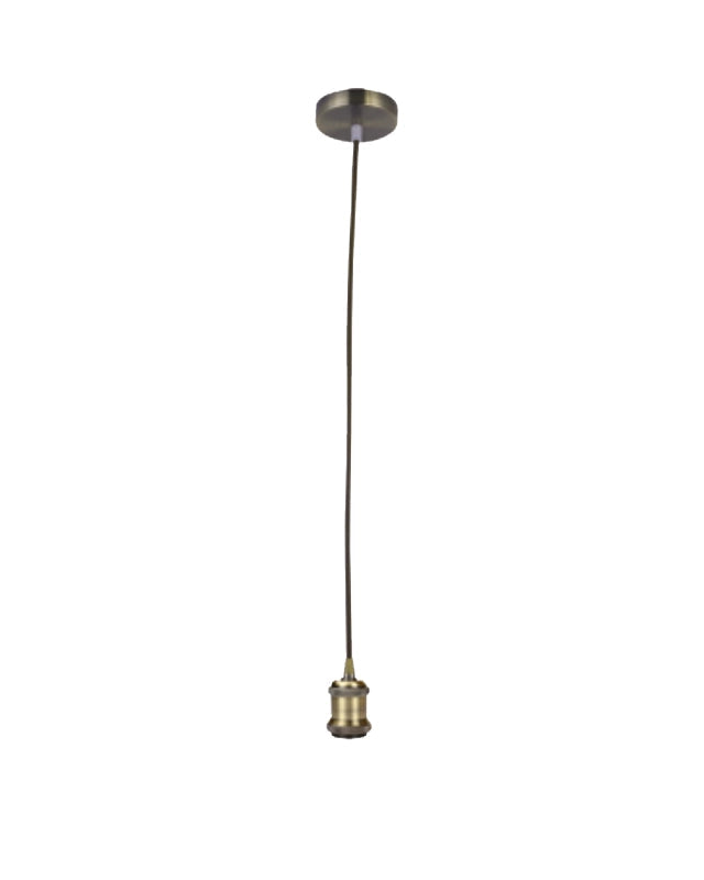 Portalampada attacco E27 potenza 60W cavo 1,5 metri ottone accesa in ambiente, design e diffusione della luce - Exagonshop