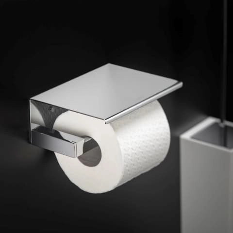Portarotolo Con Coperchio a muro Cromo Bathlifea Cosmic, dettaglio ravvicinato del materiale e dell'aggancio - Industrias...
