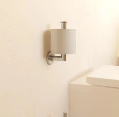 Portarotolo wc Verticale per fissaggio a muro o con adesivo montato a parete, vista del design e della finitura...