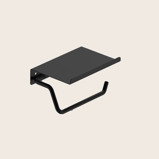Portarotolo con mensola nero opaco Minimal