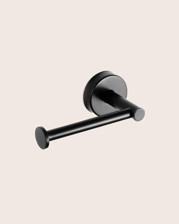 Portarotolo in acciaio inox nero opaco New line p15 in resina montato a parete, vista del design e della finitura...