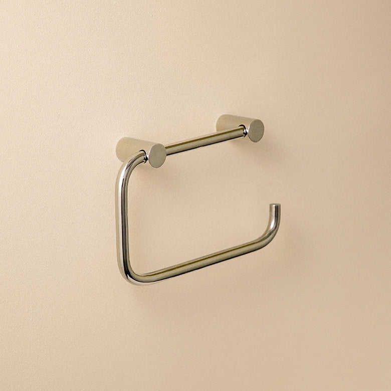 Portarotolo o Portasalviette in inox Satinato Logic Cosmic montato a parete, vista del design e della finitura...