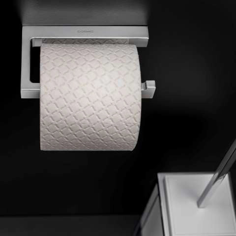 Portarotolo wc a muro Senza Coperchio cromo The Grid Cosmic, vista laterale del profilo a muro - Industrias Cosmic
