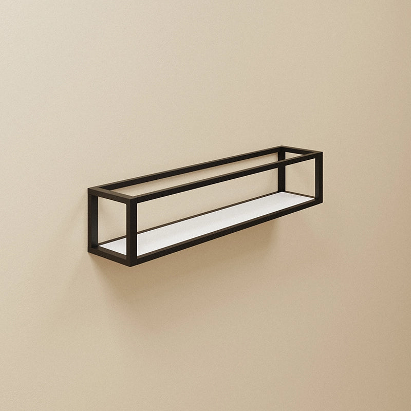 Portasciugamani con mensola 55 cm nero Satinato Bianco The montato a parete, vista del design e della finitura...
