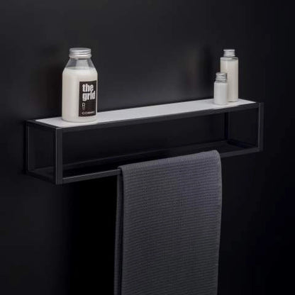 Portasciugamani con mensola 55 cm nero Satinato Bianco The Grid 2683665 Cosmic