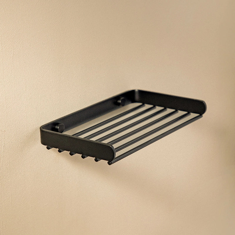 Portasapone Griglia a a muro Nero Satinato Logic Cosmic montato a parete, vista del design e della finitura - Industrias...