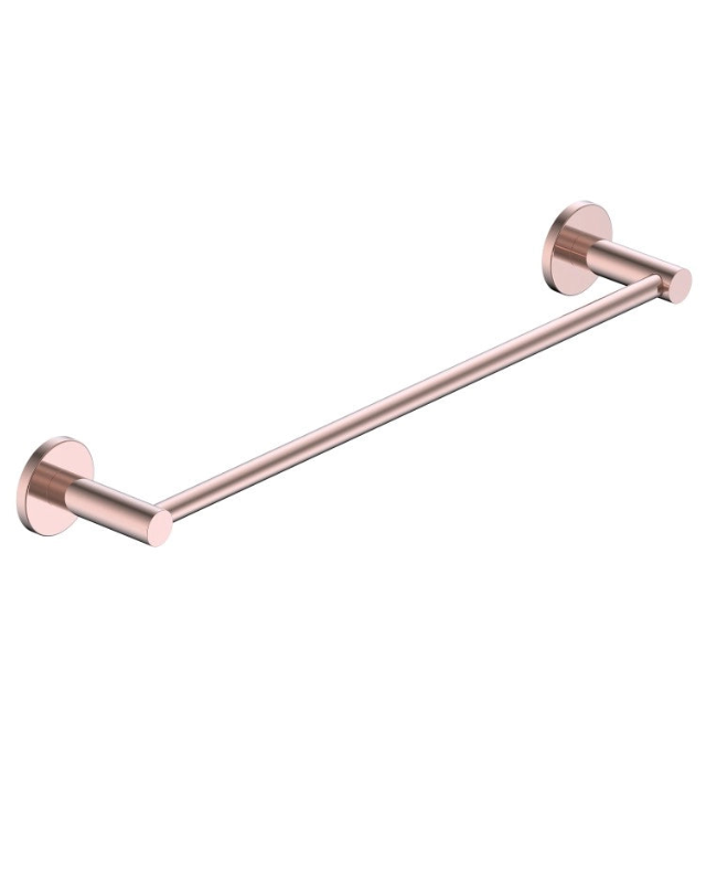 Portasciugamani 40 cm oro rosa spazzolato Minimal, dettaglio ravvicinato del materiale e dell'aggancio - Exagonshop