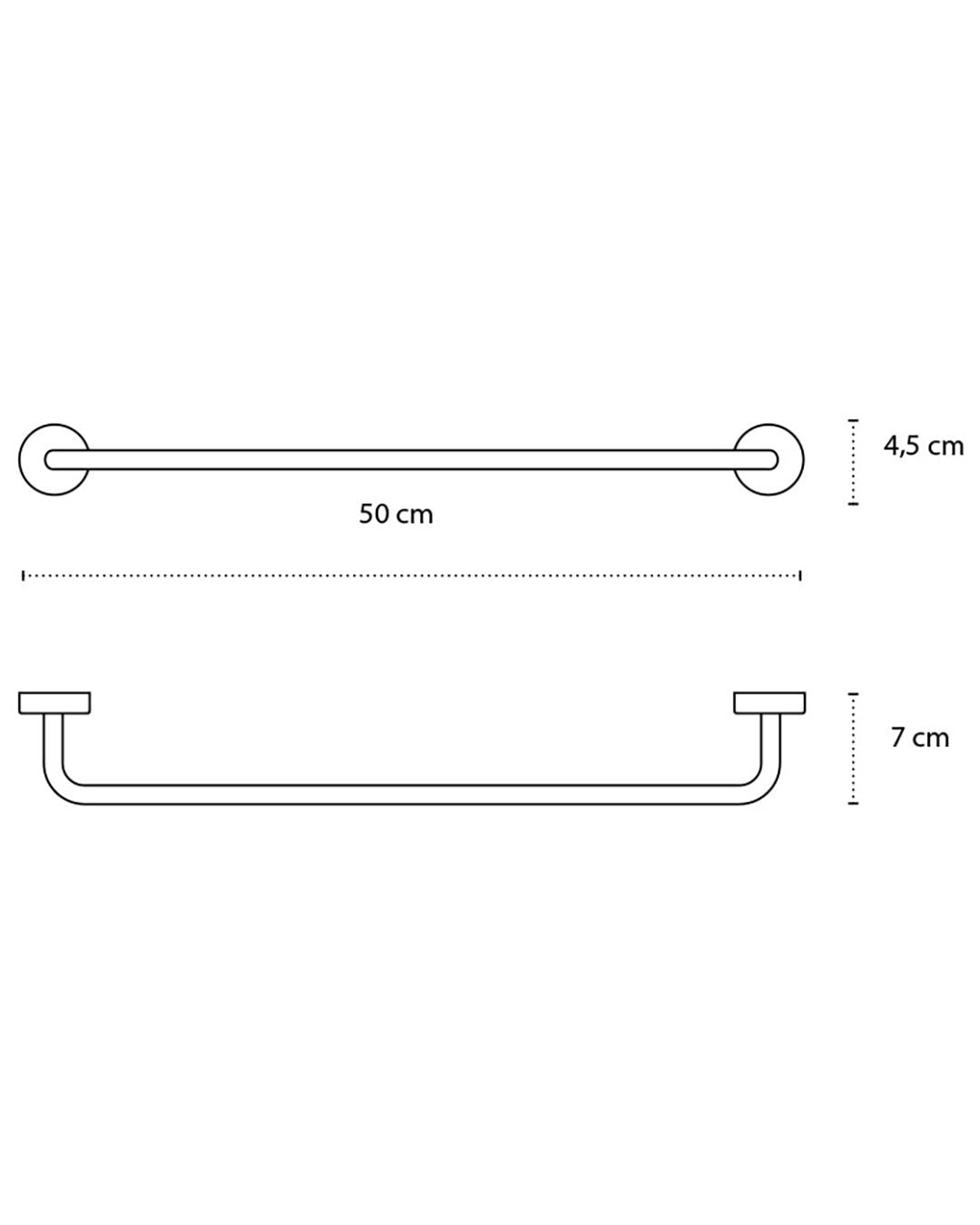 Portasciugamani 50 cm In Acciaio Inox Cromato New Line N3