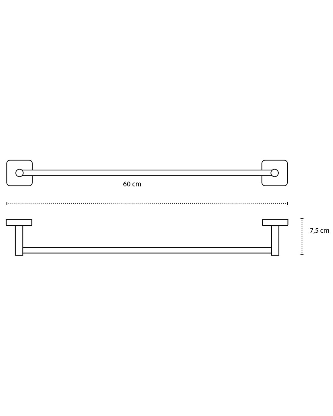 Portasciugamani 60 Cm In Acciaio Inox Cromo New Line N2
