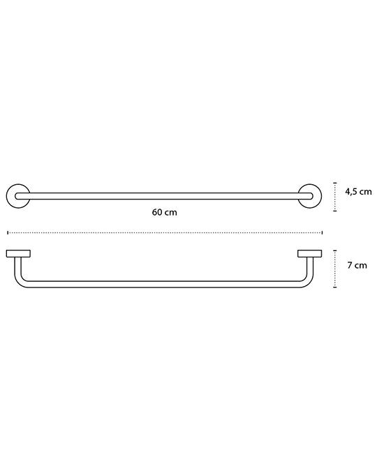 Portasciugamani 60 cm In Acciaio Inox Cromato New Line N3