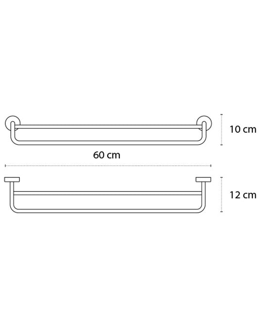 Portasciugamani 60 cm tondo doppio In Acciaio Inox Cromato New Line N5