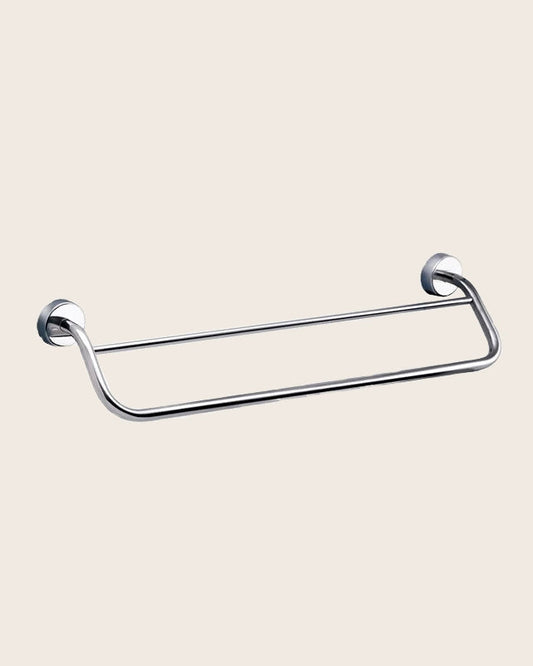 Portasciugamani 60 cm tondo doppio In Acciaio Inox Cromato Cromo Lucido montato a parete, vista del design e della...
