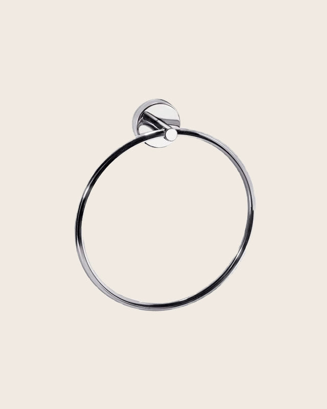 Portasciugamani Ad Anello In Acciaio Cromo New Line AS3 in acciaio inox e cromato montato a parete, vista del design e...