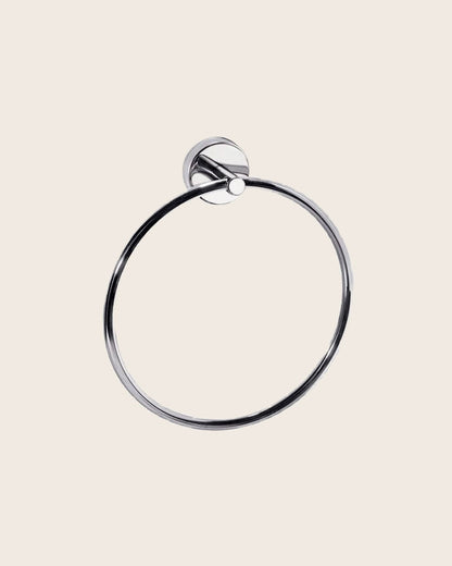 Portasciugamani Ad Anello In Acciaio Cromo New Line AS3 in acciaio inox e cromato montato a parete, vista del design e...