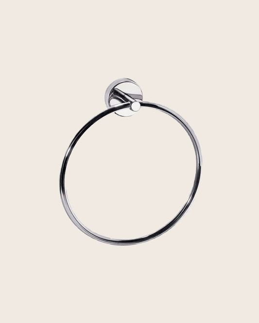 Portasciugamani Ad Anello In Acciaio Cromo New Line AS3 in acciaio inox e cromato montato a parete, vista del design e...