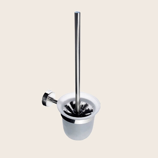 Portascopino Sospeso A Muro In Vetro e acciaio Cromo New Cromo Lucido in vetro acidato e cromato montato a parete, vista...