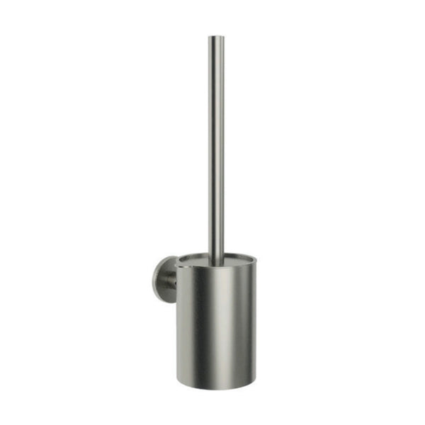 Portascopino a muro nichel spazzolato Minimal, dettaglio ravvicinato del materiale e dell'aggancio - Exagonshop