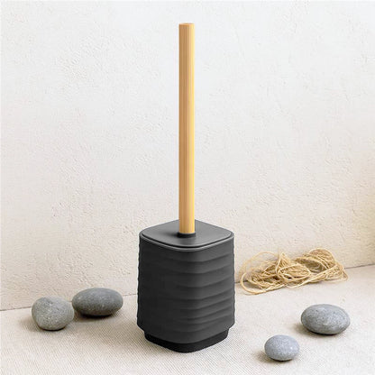 Portascopino in plastica ABS e bamboo grigio Alabama