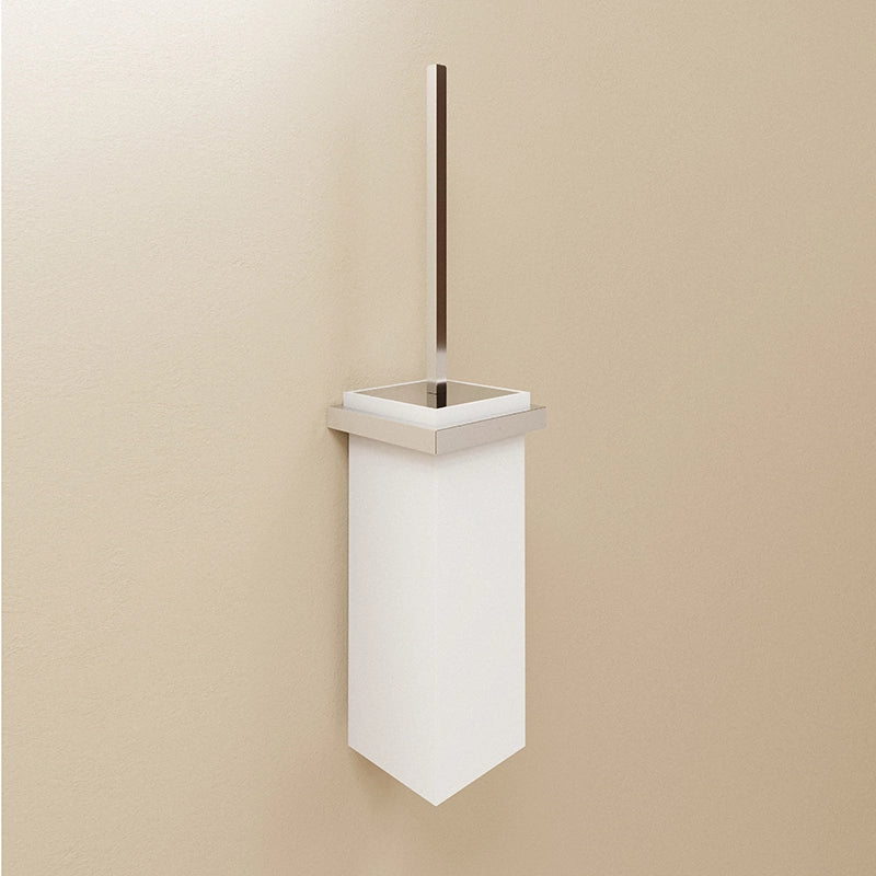 Portascopino wc Cromo Bianco The Grid Cosmic montato a parete, vista del design e della finitura - Industrias Cosmic
