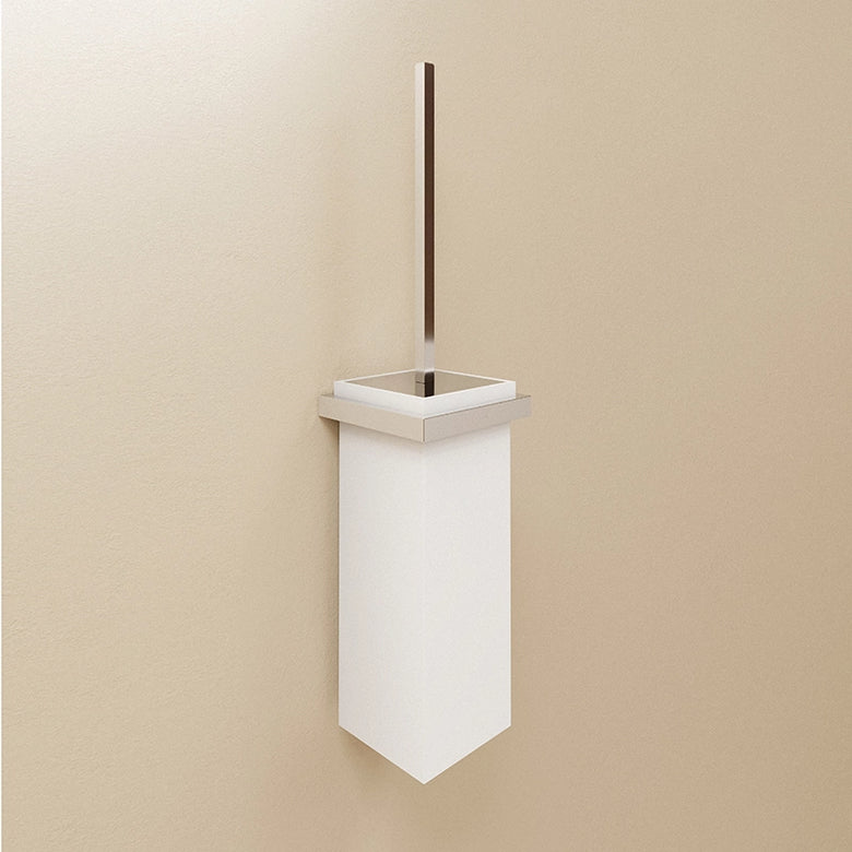 Portascopino wc a pavimento Bianco Satinato The Grid Cosmic montato a parete, vista del design e della finitura...
