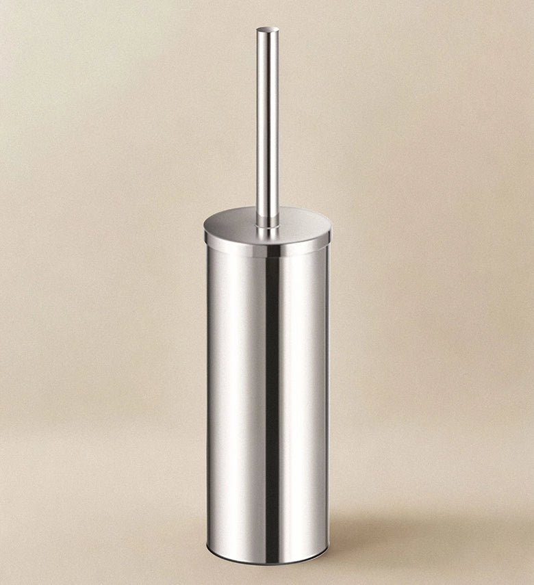 Portascopino wc a Terra Inox Lucido Logic Cosmic in acciaio inox montato a parete, vista del design e della finitura...