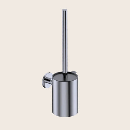 Portascopino wc a muro grigio metallico Minimal in naturale montato a parete, vista del design e della finitura - Exagonshop