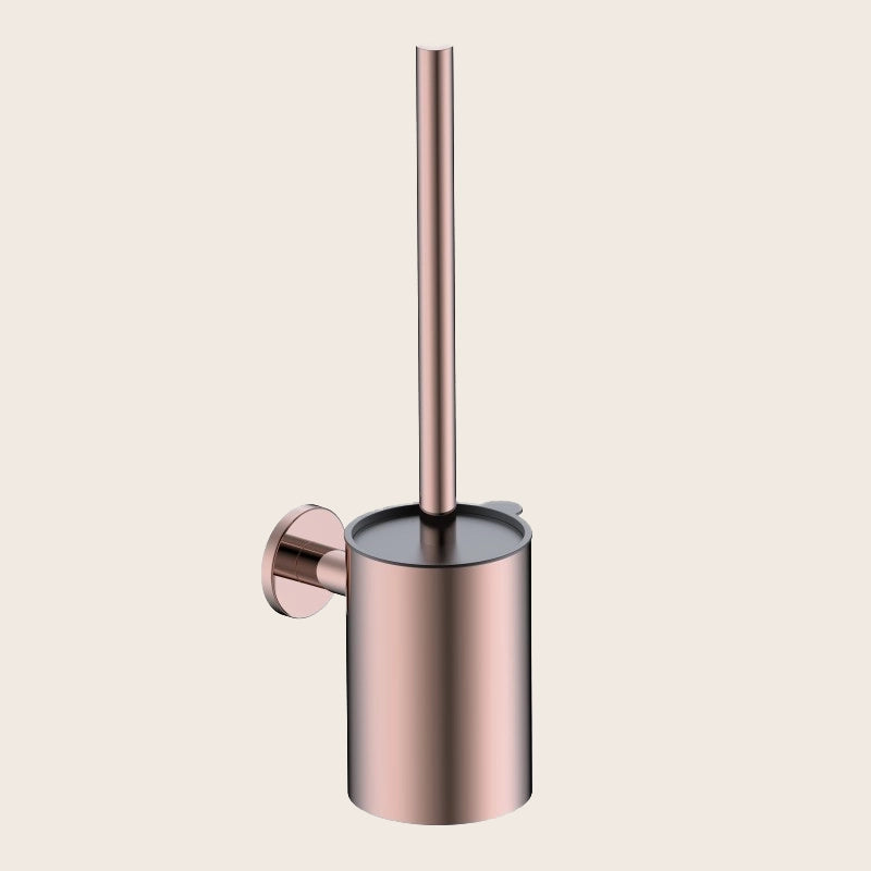 Portascopino wc a muro oro rosa spazzolato Minimal montato a parete, vista del design e della finitura - Exagonshop