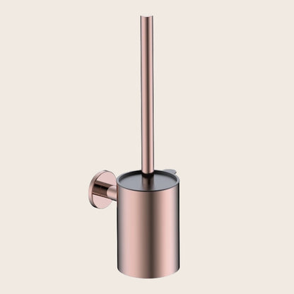 Portascopino wc a muro oro rosa spazzolato Minimal montato a parete, vista del design e della finitura - Exagonshop