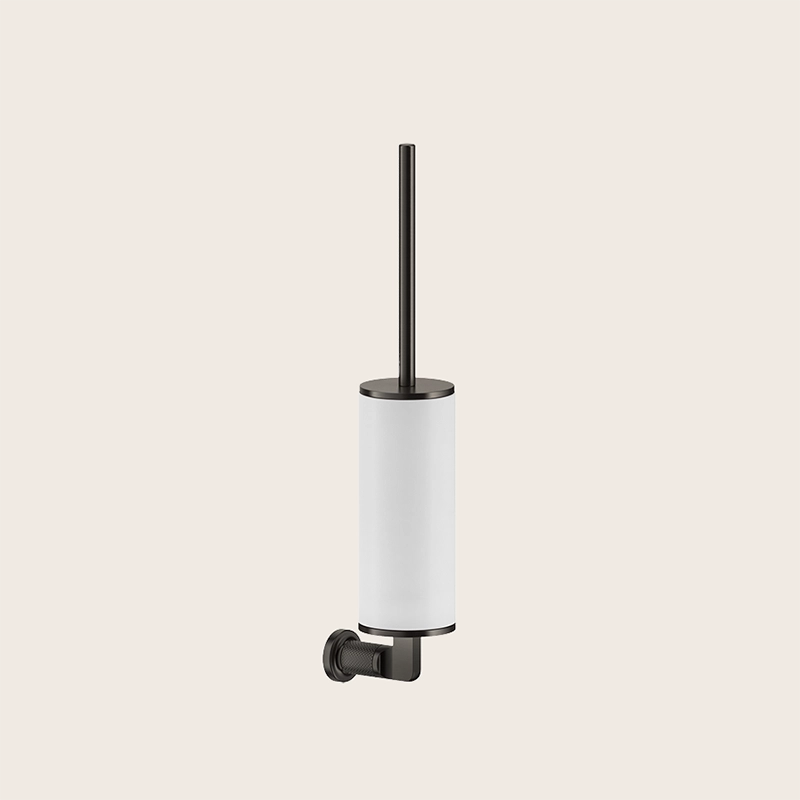 Gessi Inciso Porta scopino wc a parete bianco black xl montato a parete, vista del design e della finitura