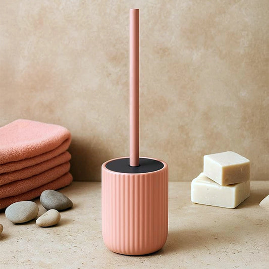 Portascopino wc a pavimento in ceramica rosa color