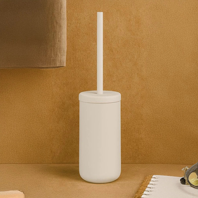 Porta scopino wc a pavimento in gres soft touch bianco Zone montato a parete, vista del design e della finitura