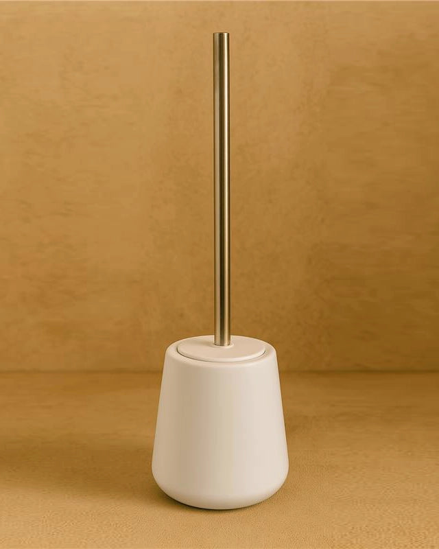 Porta scopino wc da pavimento in ceramica bianco Sidney montato a parete, vista del design e della finitura - Exagonshop