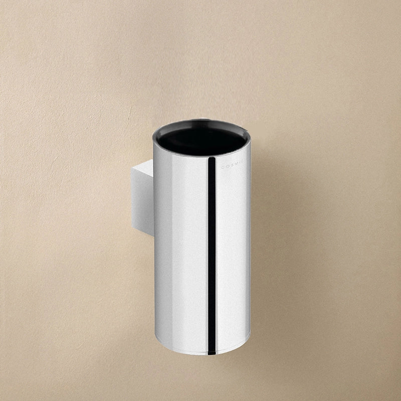 Portaspazzolini a muro Cromo Project Cosmic in acciaio inox e lucido montato a parete, vista del design e della finitura...