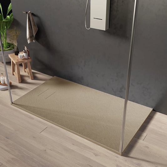 Quarzo piatto doccia 100x80 in smc effetto pietra ardesia beige