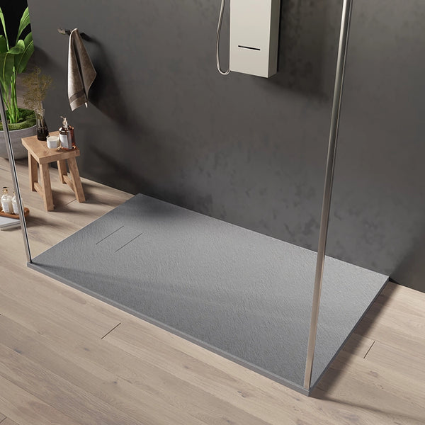 Quarzo piatto doccia 100x80 in smc effetto pietra ardesia grigio